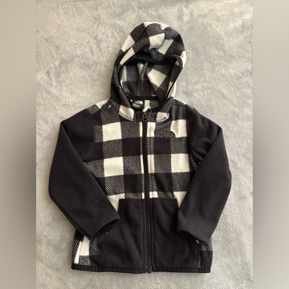 The North Face Kids Black and White Plaid Hoodie